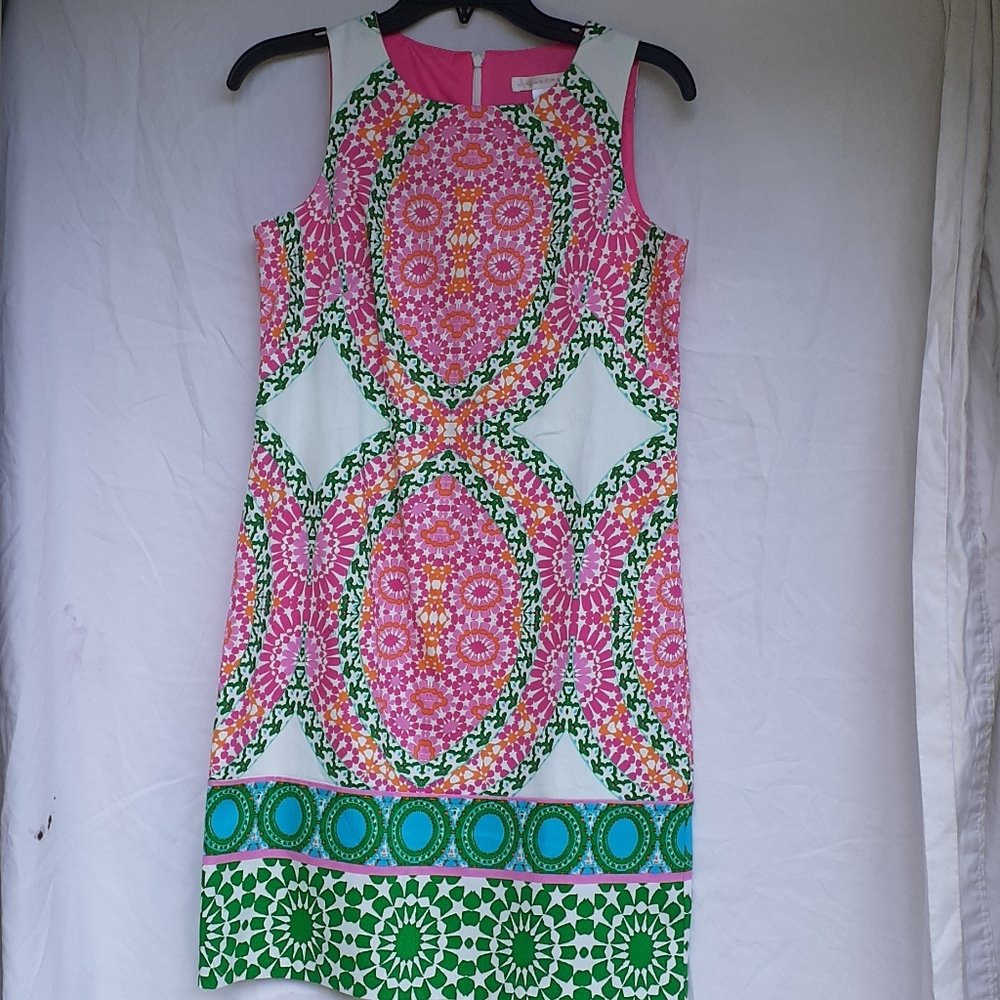 Multi colored London Times tea dress